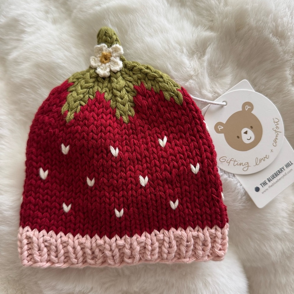The Blueberry Strawberry Crocheted Baby Hat Size 3-6 Months